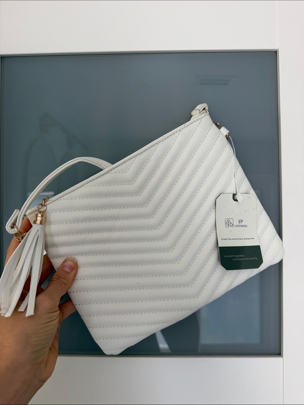 White Tassel Wristlet Clutch